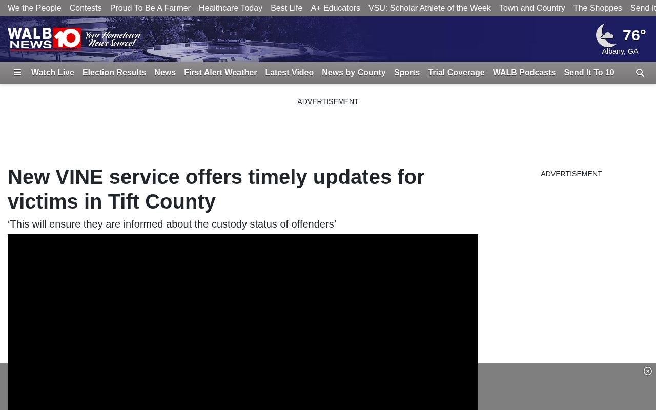 Tift County VINELink release notification launch report